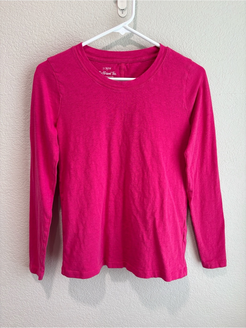 J. Crew Girlfriend Tee 100% Cotton Long Sleeve Shirt Pink Women’s Size XS